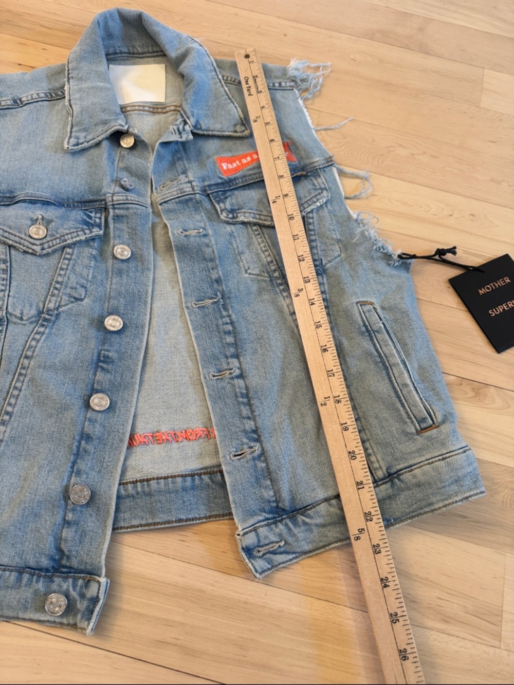 Mother Superior ‘THE DRIFTER' Light Wash Denim Vest fast as a mother-New-S - Picture 6 of 10